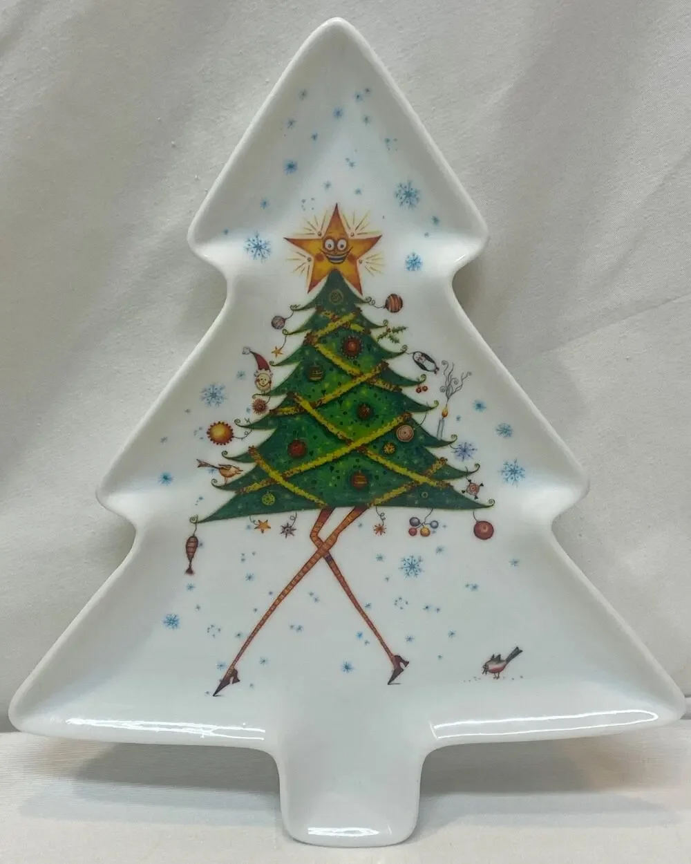 Royal Worcester Clare Mackie Christmas Tree Plate Platter Serving Dish 2005